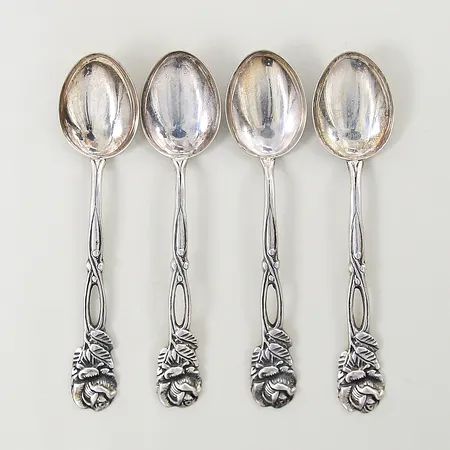 Mockaskedar 4st, ros, längd: 10,5cm, silver 830/1000 Vikt: 42,7 g