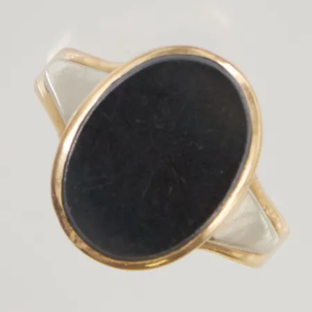 Ring Ø20, bredd:17mm, hematit, defekt skena, 18K 6,1g.