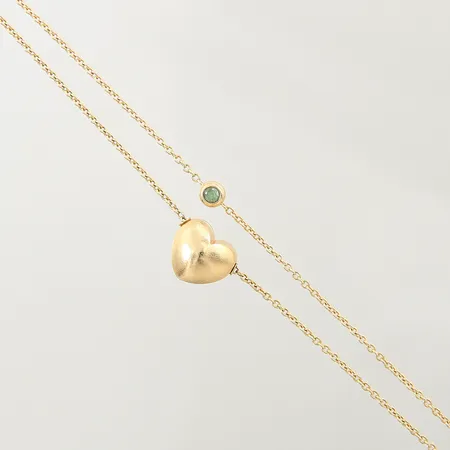 Collier med integrerad ametist, akvamarin, topas, turmalin och rökkvarts samt berlock 'Bubbles' Ole Lynggaard, design av Charlotte Lynggaard, längd: 44cm, bredd: 1,5-12mm, 18K  Vikt: 9,6 g