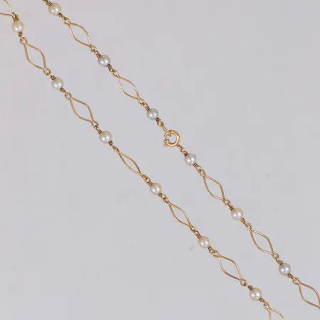 Collier med odlade pärlor Ø4mm, längd 40cm, bredd 4-5mm, 18K Vikt: 5,7 g
