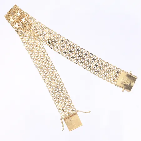 Armband X-länk med stav kistlås längd 19cm bredd 11mm 18K Vikt: 15,1 g