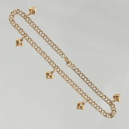 Armband Bismarck med fem integrerade berlocker, längd 19cm, bredd 3,2mm, GHA, 18K Vikt: 4,3 g