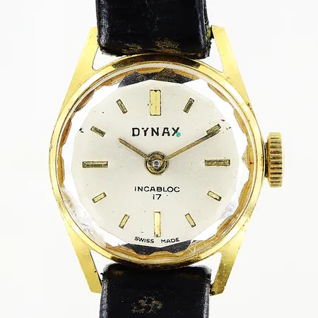 Damur Dynax 18K, Ø16mm, manuell, fungerar ej, läderband 18,5cm, inga tillbehör.