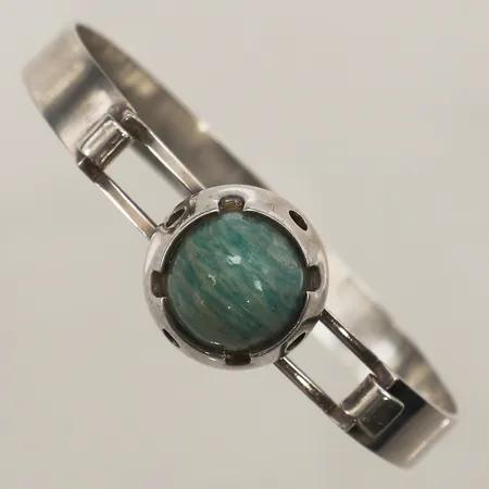 Armring med amazonit, innermått 17cm, bredd 18,6mm, Finland, 830/1000 silver Vikt: 20,7 g