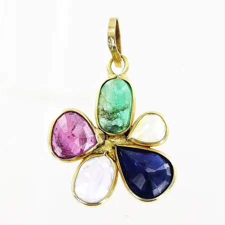 Hänge 25x18mm, färgade stenar, 18K Vikt: 1,6 g