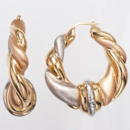 Ett par örhängen trefärgade, ihåliga, 55mm, italienska stämplar, 18K  Vikt: 14,7 g