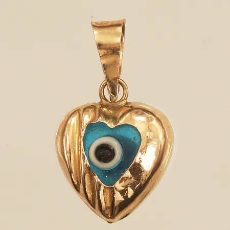 Hänge hjärta med plastöga, 14mm, bredd 9,5mm, 14K Vikt: 0,8 g