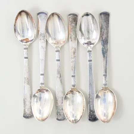 Teskedar 6st, Rosenholm, längd: ca 11cm, GAB, 830/1000 Vikt: 73,9 g