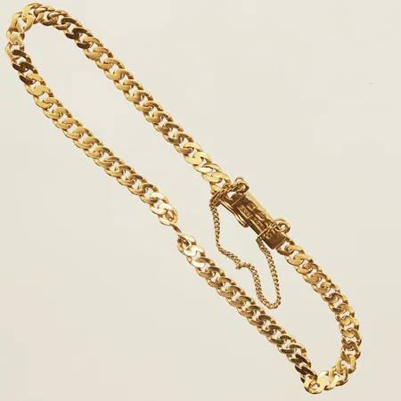 Armband Pansar, längd ca 17cm, bredd 3,5mm, säkerhetskedja, 18K  Vikt: 5,1 g