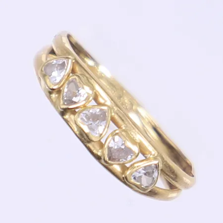 Ring med vita stenar stl 17½ bredd 2-5mm ojämn skena 18K Vikt: 1 g