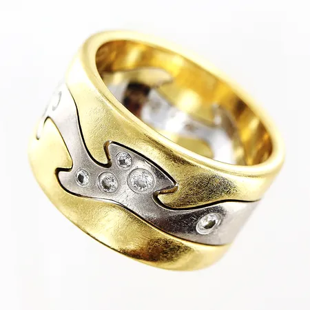 Ring Georg Jensen, Fusion, 3-delad Gulguld/Vitguld/Gulguld, mittdel med diamanter ca 0,20ctv, Nina Koppel, stl 17½ (53)  personlig gravyr i 2 delar, 18K Vikt: 15,5 g
