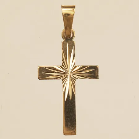Hänge kors, längd 18mm inkl ögla, bredd 13mm, 18K  Vikt: 0,8 g