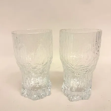 Två ölglas, Aslak, Iittala, formgivare Tapio Wirkkala, höjd 14 cm