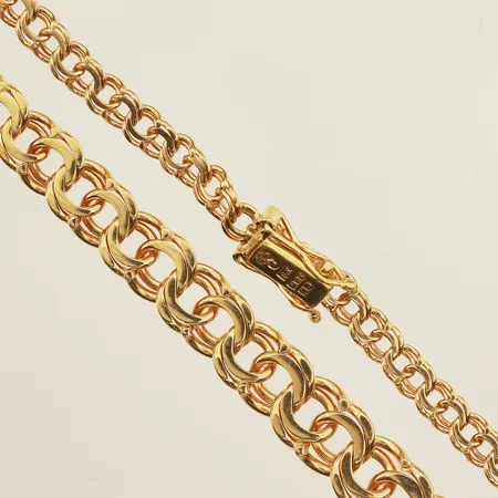 Collier doserad Bismarck, längd 47,5cm, bredd ca 4,5-8,5mm, 18K  Vikt: 27,3 g