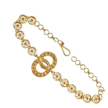 Armband, 21K guld, total längd 17,5 cm, bredd 4, 6 och 20 mm, fint skick Vikt: 5,4 g