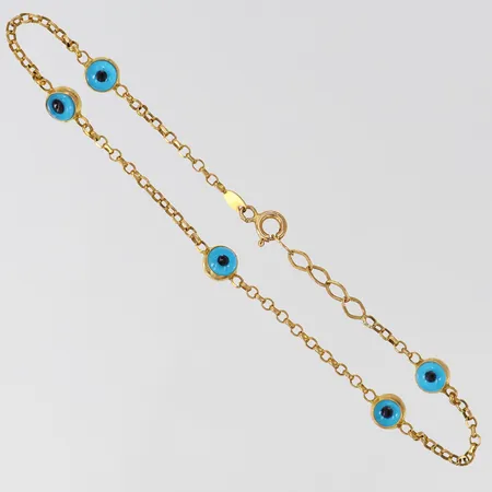 Vristlänk i form av ögon, längd 19-20,5cm, bredd ca 1,7-5,5mm, 21K   Vikt: 3,2 g