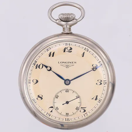 Fickur Longines manuell, Ø50mm, stål, liten sekundvisare