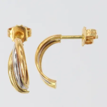 Ett par örhängen trefärgade, 15x5mm, 18K.  Vikt: 2 g
