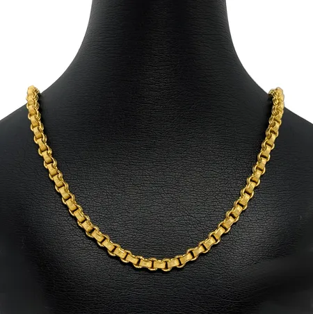 Halskedja, 23K guld (965/1000), total längd 62,5 cm, bredd 5,5 mm, 2 baht Vikt: 30,4 g