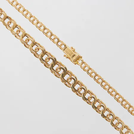 Collier doserad Bismarck, längd ca 44,5cm, bredd 5-10mm, svenska stämplar, 18K Vikt: 31,5 g