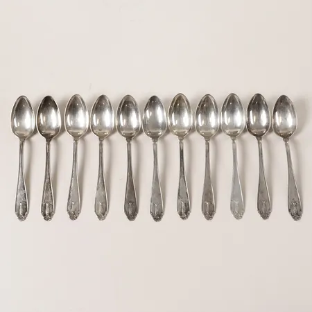 11 Kaffeskedar, modell Vasa, längd: 12,5cm, gravyr, GAB, Stockholm år 1924, 830/1000 silver. Vikt: 176,3 g