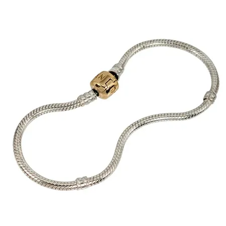 Armband PANDORA, silver 925/1000, ALE, lås i 14K massivt guld, längd 20 cm, fint skick  Vikt: 14,8 g