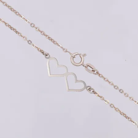 Collier Ankarlänk hjärtan, 41cm, bredd 2mm, 835/1000 silver Vikt: 3,3 g