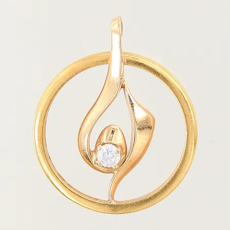 Hänge med vit sten, Ø21mm, 18K Vikt: 4,5 g