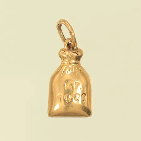 Berlock säck, 15x7mm inkl ögla, 18K 0,5g 