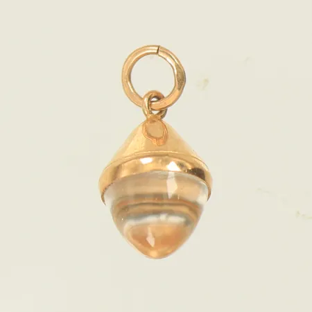 Berlock med ljusbrun sten, 15x8mm inkl ögla, 18K 0,8g totalt 