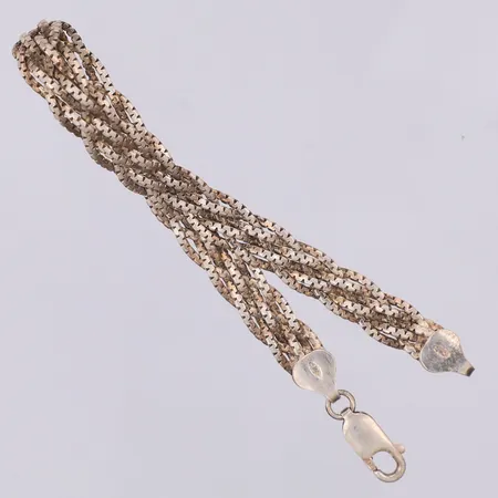 Armband flätat 18,8cm, bredd 7mm, Guldfynd, 925/1000 silver Vikt: 8,2 g