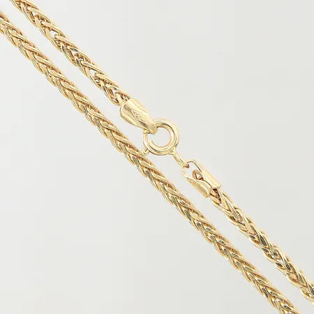 Kedja Rävsvans, längd 44cm, bredd 2mm, mindre buckla vid ögla efter stämpling, 18K Vikt: 4,7 g