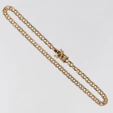 Armband Bismarck, längd 19,5cm, bredd 3,2mm, bucklig/skeva länkar, 18K.  Vikt: 4,3 g