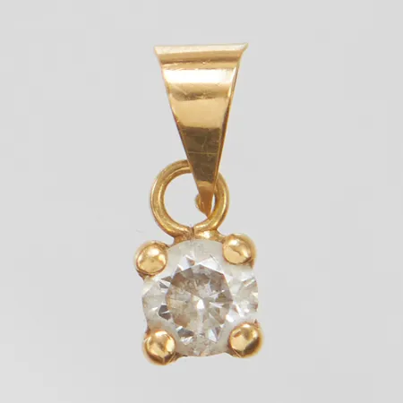 Hänge med vit sten, längd ca 10mm, bredd 4mm, GHA, slitage, 18K, bruttovikt: 0,3g Vikt: 0 g