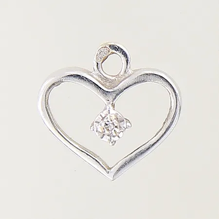 Hänge med diamant ca 0,01ct, Ø11mm, vitguld, 18K  Vikt: 0,9 g