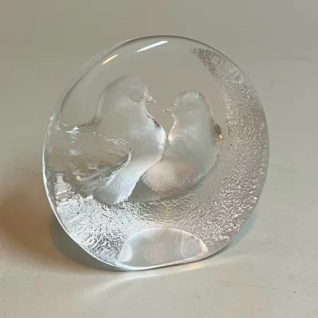 Glasskulptur fåglar av Mats Jonasson, Målerås, höjd 7cm