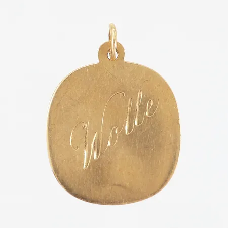 Hänge 26x19mm, gravyr, 18K Vikt: 2,6 g