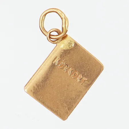 Hänge bok med texten Körkort, höjd 10mm, bredd; 7mm, 18K  Vikt: 0,8 g