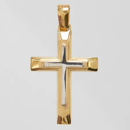 Hänge Kors, längd ca 32mm inkl ögla, bredd 4-18mm, 9K Vikt: 1,3 g