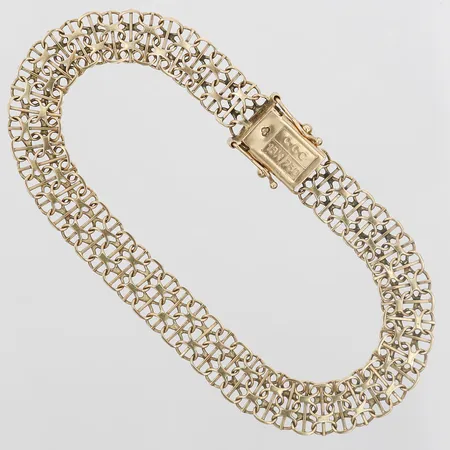 Armband X-länk med stav, längd: 19cm, bredd: 8mm, 18K guld.  Vikt: 9,2 g