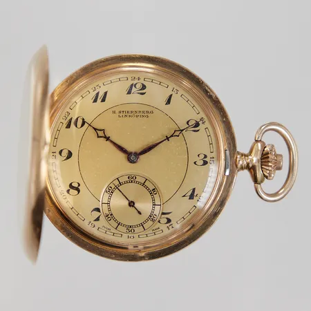 Fickur savonett H. Stiernberg Linköping, Ø51mm, manuell, sekundvisare, innerboett i metall, 14K, bruttovikt: 74,8g. 