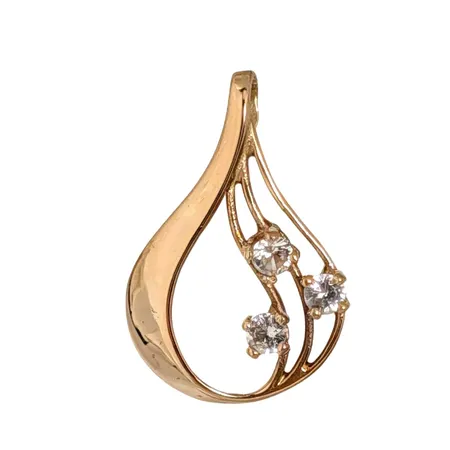 Hänge, 18K guld, vita stenar, Alton Guldvaru Ab, svensk kontrollstämpel, längd inkl. ögla 20 mm, bredd 14 mm, fint skick, stenar utan anmärkning Vikt: 1,4 g