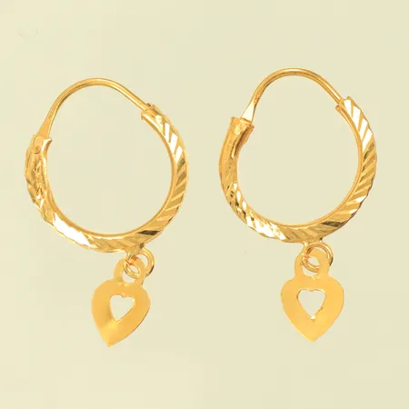 Ett par örhängen med hjärtan, Ø14mm, 21K 1g Vikt: 1 g