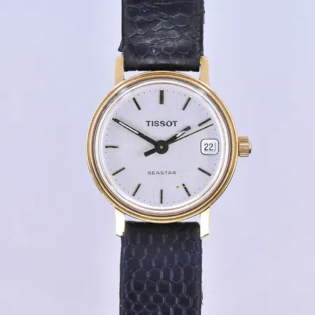 Damur Tissot Seastar, quartz, datum, Ø22 mm, 18K. Bruttovikt 15,7g.