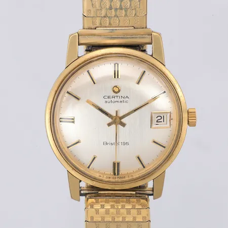 Herrur Certina Bristol 195 automat Ø34,5mm, referensnr 5821 190-5, serienr 667658, guld på stål, flexband, smårepigt glas