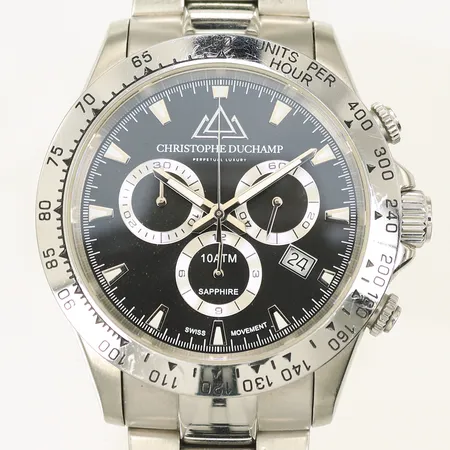 Herrur Christopher Duchamp Grandmonte chronograph Quartz, model CD7101-7, Ø42mm, omkrets handled 19cm. går ej behov av batteribyte. 