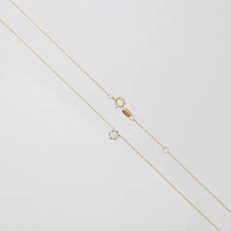 Kedja med integrerat enstenshänge med diamant 1 x ca.0,19ct, Ø5,5mm, kedjans längd: 42,2+45,2cm, bredd: 0,7mm, GHA, 18K Vikt: 1,9 g