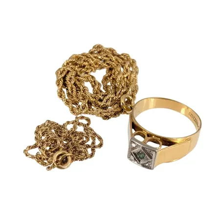 Diverse smycken, 18K guld, slitage och defekter Vikt: 8 g