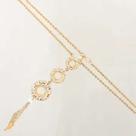 Collier med integrerat hänge, längd: 74,5cm, bredd: 2-19mm, 21K Vikt: 12 g