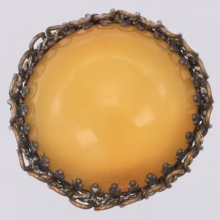 Brosch med gul sten 30mm, metall